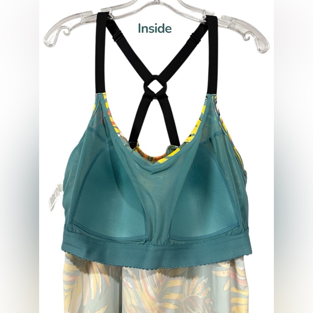 NEW, Penningtons, Tropical Crossback Tankini Top, 2X, Green, Yellow 🌴 - Picture 8 of 10
